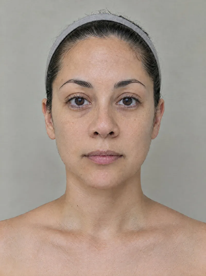 AI-generated illustration: treatment photo series, week 12. Not a real person or a real result.